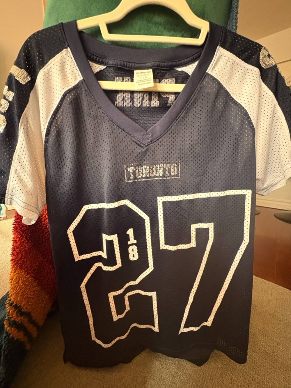 PINK Victoria's Secret UofT Navy Mesh V-Neck Jersey